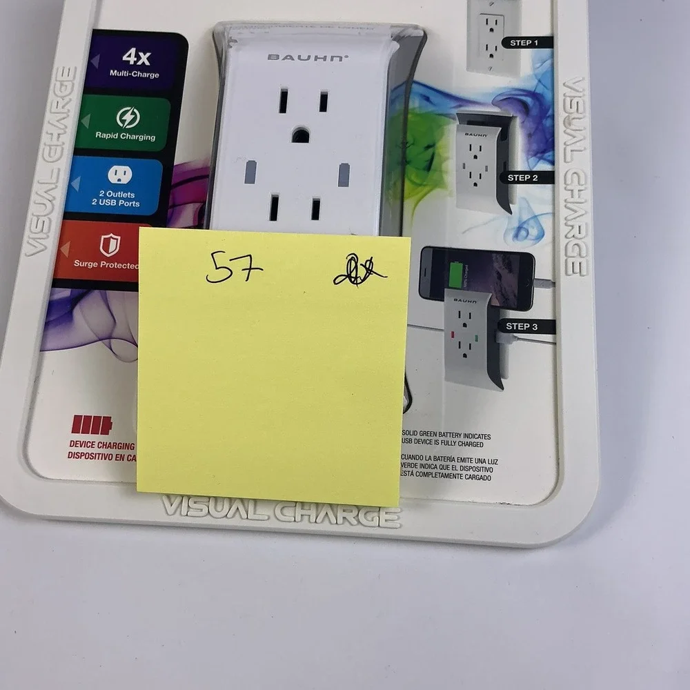 BAUHN USB Wall Plate Charger 2 Outlets 2 USB Port Rapid Charging Surge Protected